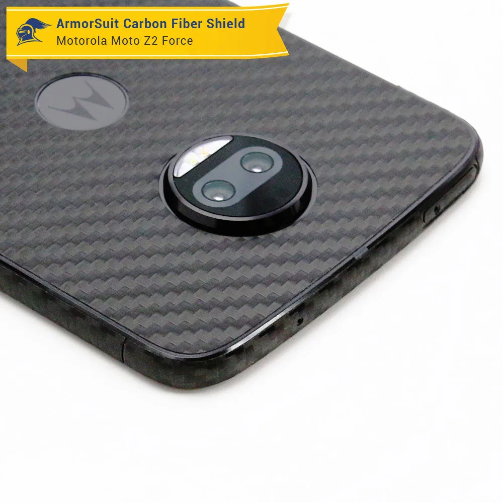 Motorola Moto Z2 Force Screen Protector   Black Carbon Fiber Full Body Skin Protector